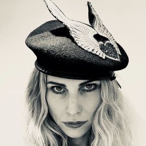 Victoria Grant Black Felt Winged Beret.